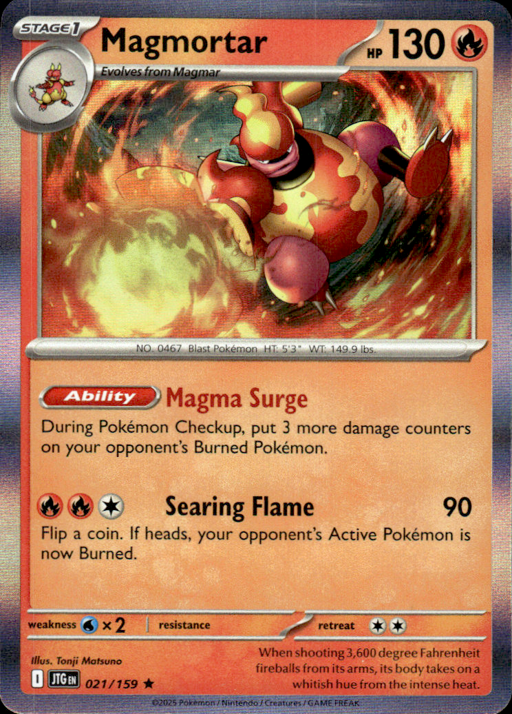 Magmortar Journey Together 021/159 Rare Holo Pokémon — English Near Mint