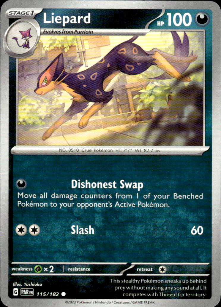 Liepard Paradox Rift 115/182 Common Pokémon — English Near Mint