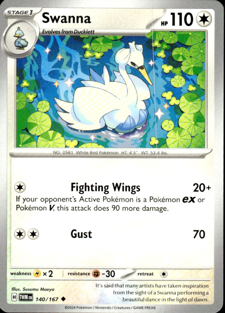 Swanna Twilight Masquerade 140/167 Uncommon Pokémon — English Near Mint