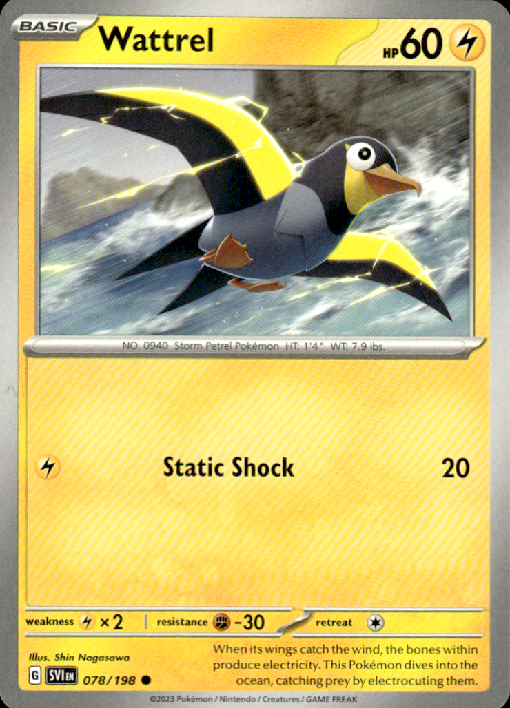 Wattrel Scarlet & Violet Base Set 078/198 Common Pokémon — English Near Mint
