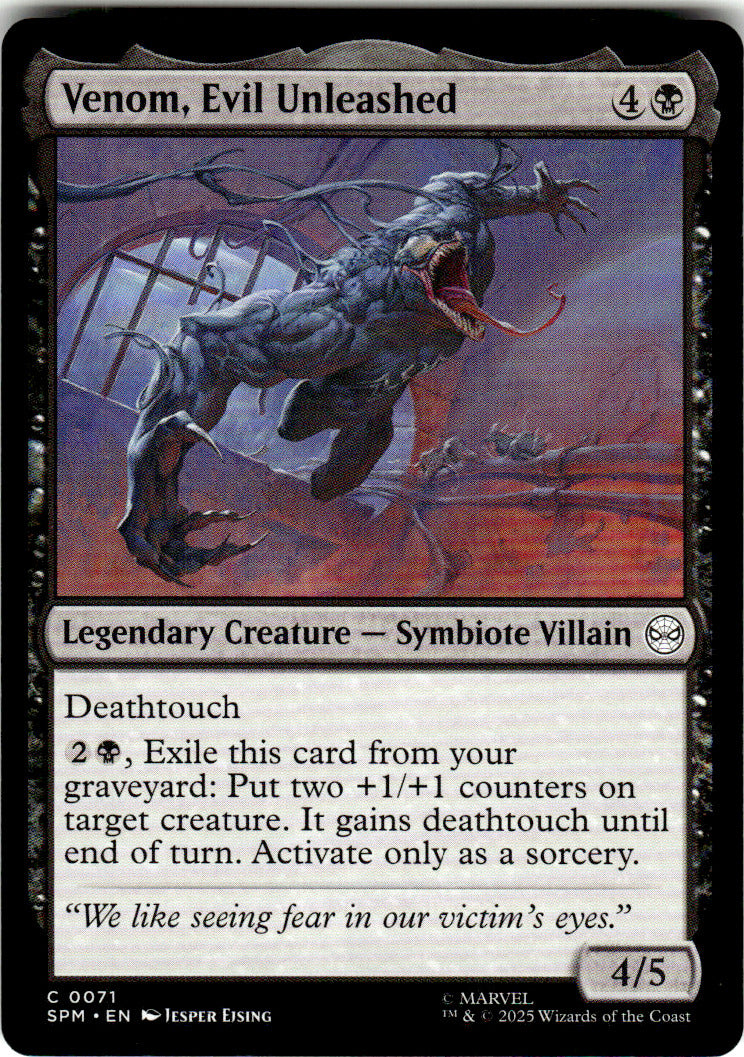 Venom, Evil Unleashed Marvel's Spider-Man 71 C Magic: The Gathering Near Mint