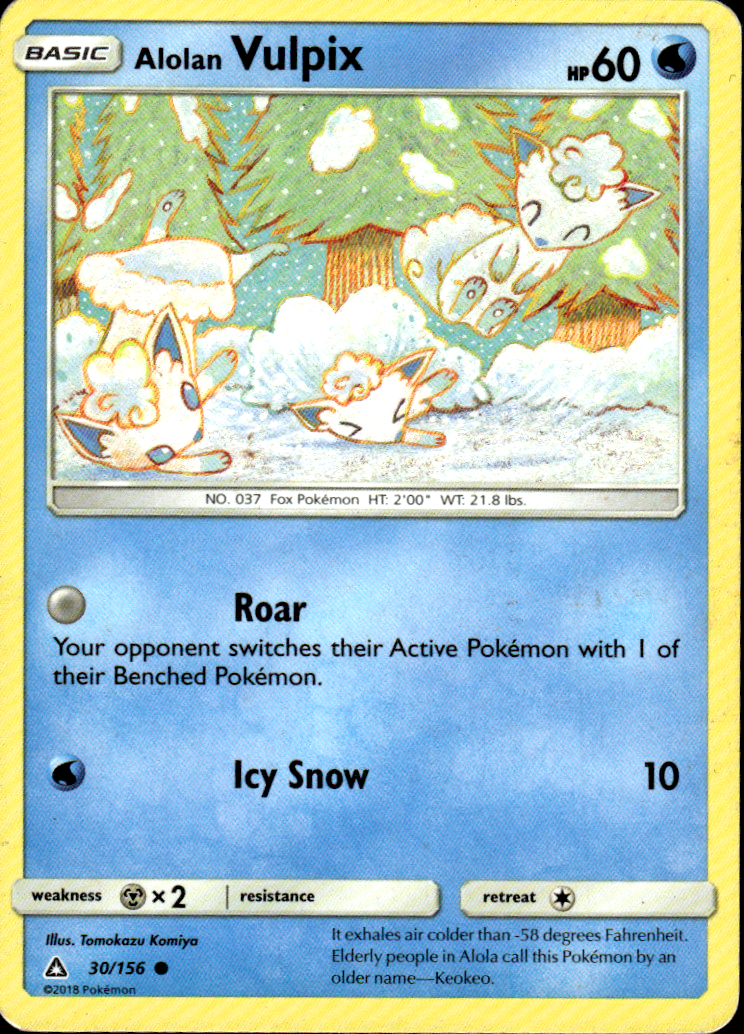 Alolan Vulpix SM - Ultra Prism 30/156 Common Pokémon — English Damaged