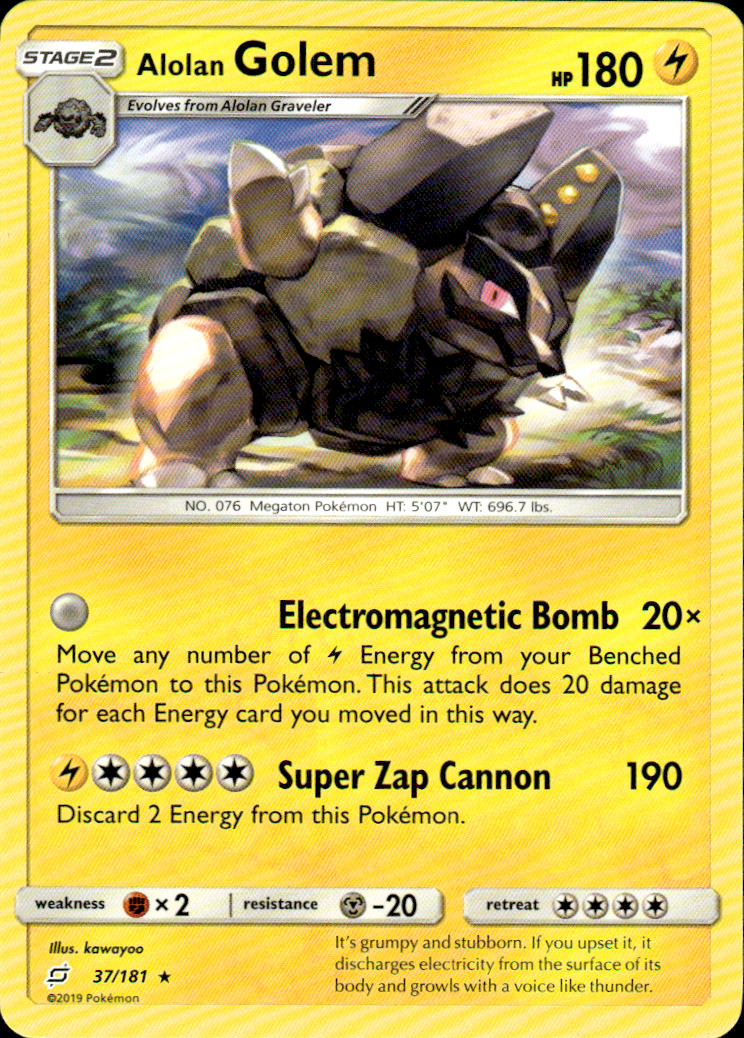 Alolan Golem SM - Team Up 37/181 Rare Pokémon — English Lightly Played