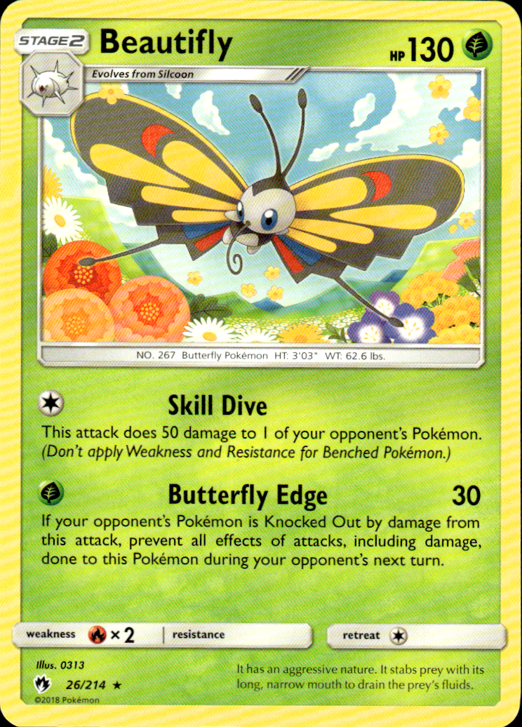Beautifly SM - Lost Thunder 26/214 Rare Pokémon — English Near Mint