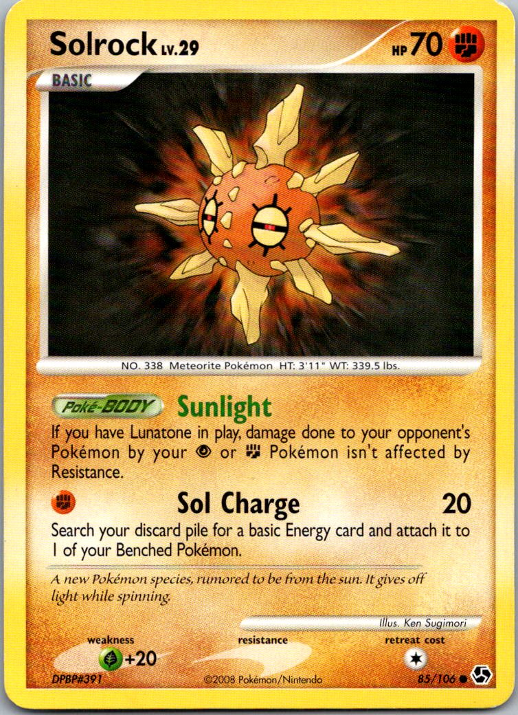 Solrock 85/106 Common Great Encounters Pokemon Heavily Played