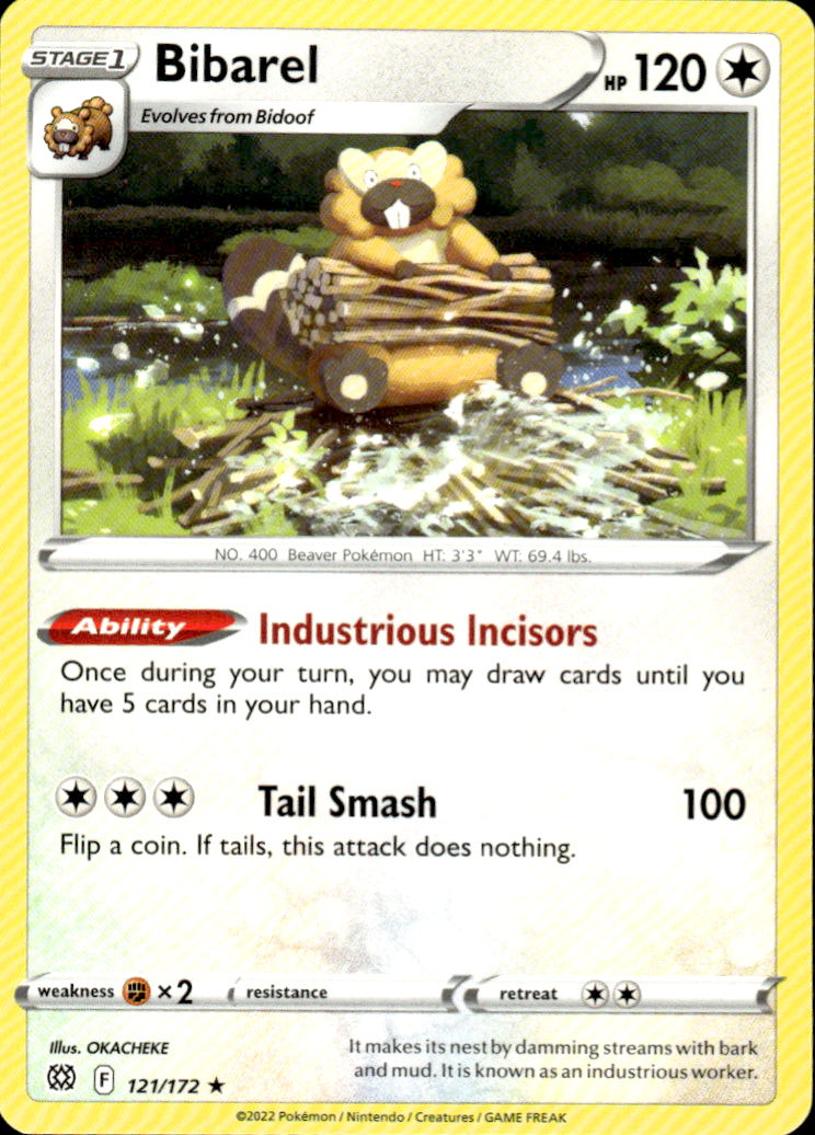 Bibarel Brilliant Stars 121/172 Holo Rare Holo Pokémon — English Near Mint