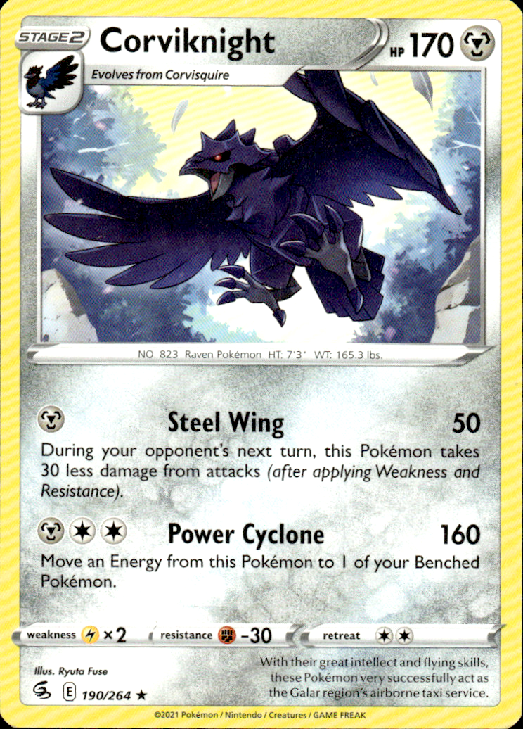 Corviknight Fusion Strike 190/264 Rare Pokémon — English Near Mint
