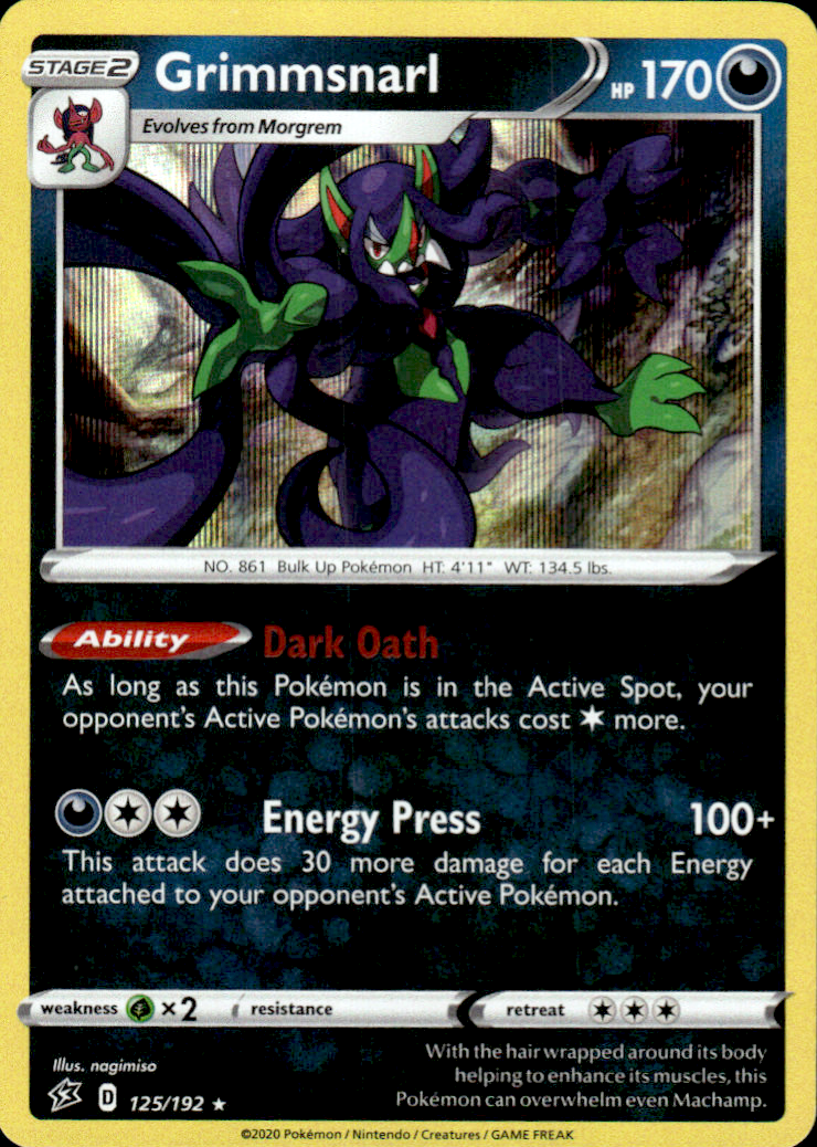 Grimmsnarl Rebel Clash 125/192 Holo Rare Holo Pokémon — English Near Mint