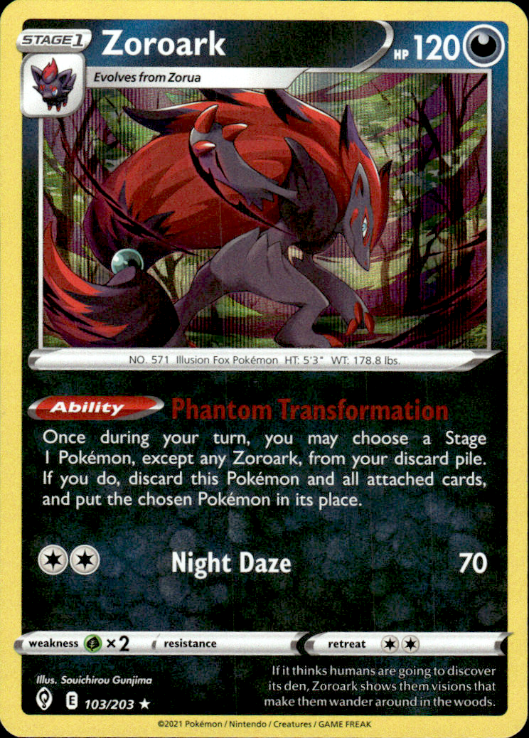 Zoroark Evolving Skies 103/203 Holo Rare Holo Pokémon — English Near Mint