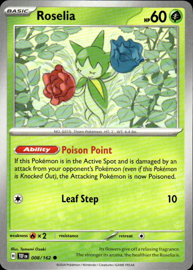 Roselia Temporal Forces 008/162 Common Pokémon — English Near Mint
