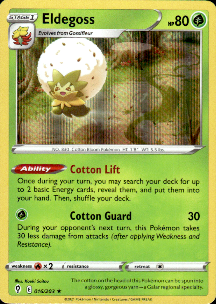 Eldegoss Evolving Skies 016/203 Holo Rare Holo Pokémon — English Near Mint