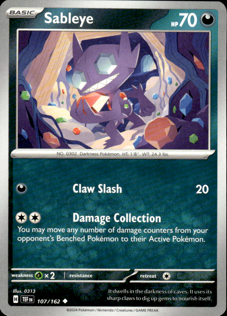 Sableye Temporal Forces 107/162 Uncommon Pokémon — English Near Mint