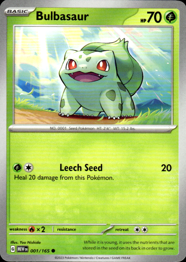 Bulbasaur Scarlet & Violet 151 001/165 Common Pokémon — English Near Mint