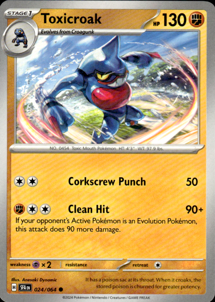 Toxicroak Shrouded Fable 024/064 Common Pokémon — English Near Mint
