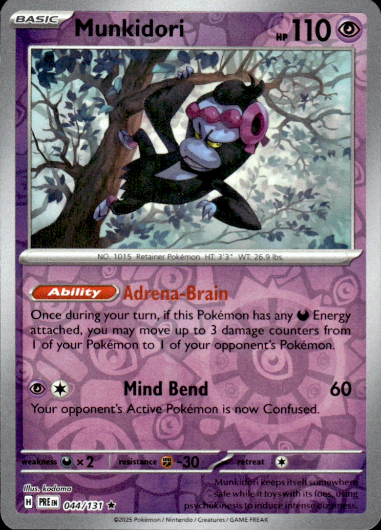 Munkidori Prismatic Evolutions 044/131 Rare Reverse Holo Pokémon — English