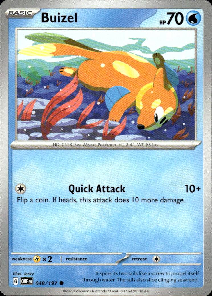 Buizel Obsidian Flames 048/197 Common Pokémon — English Near Mint