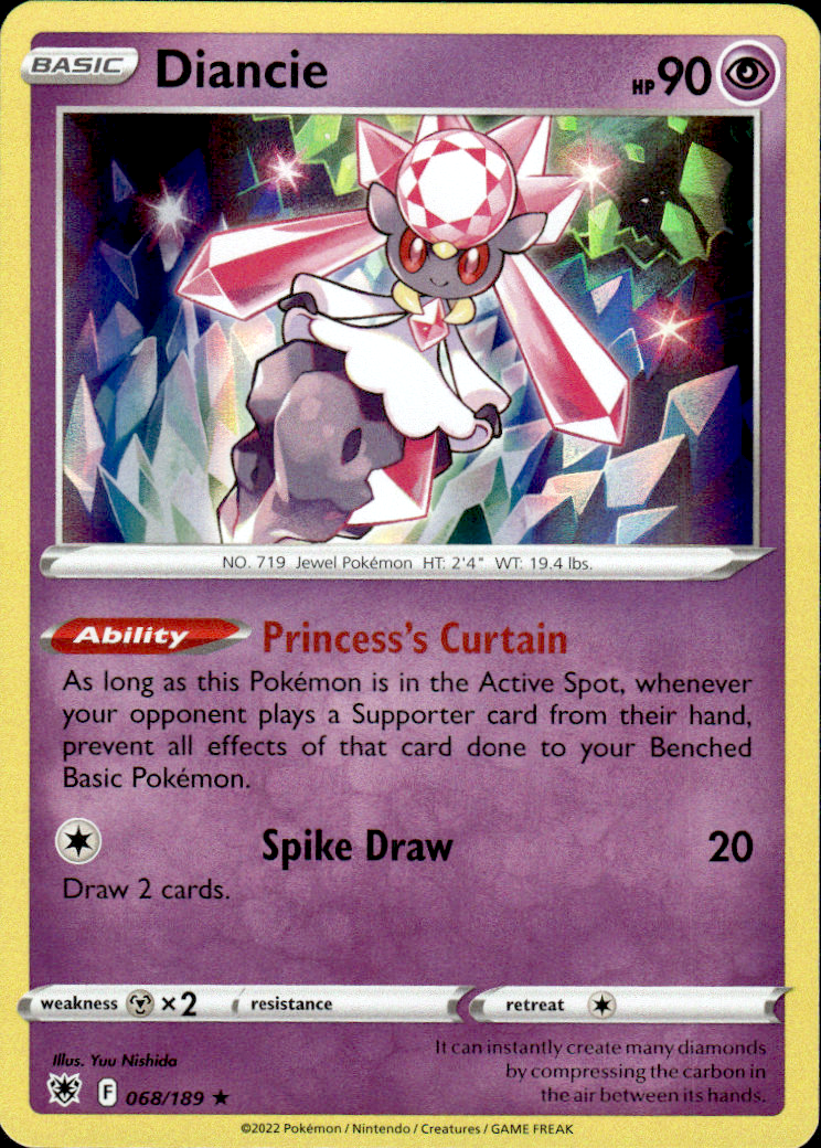 Diancie Astral Radiance 068/189 Holo Rare Holo Pokémon — English Near Mint