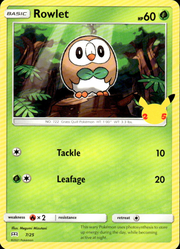 Rowlet McDonald's 25th Anniversary Promos 007/025 Promo Pokémon — English