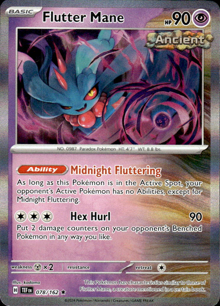 Flutter Mane Temporal Forces 078/162 Rare Holo Pokémon — English Near Mint