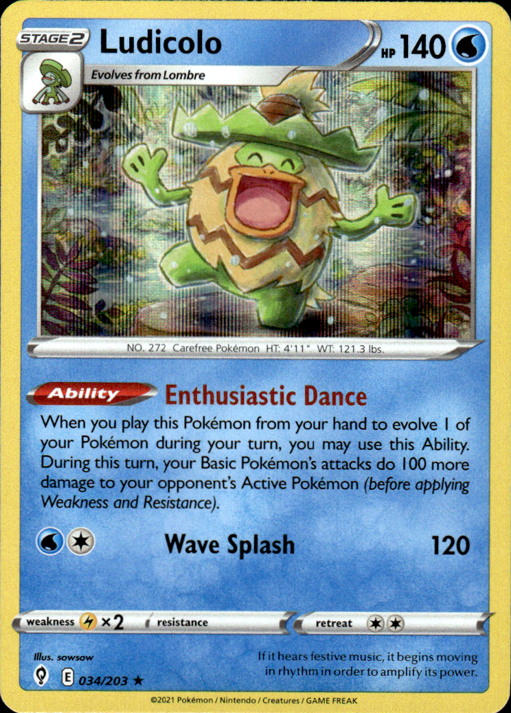 Ludicolo Evolving Skies 034/203 Holo Rare Holo Pokémon — English Near Mint
