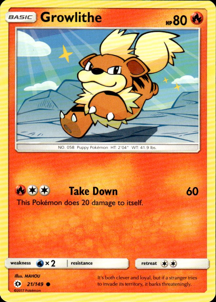Growlithe SM Base Set 21/149 Common Pokémon — English Near Mint