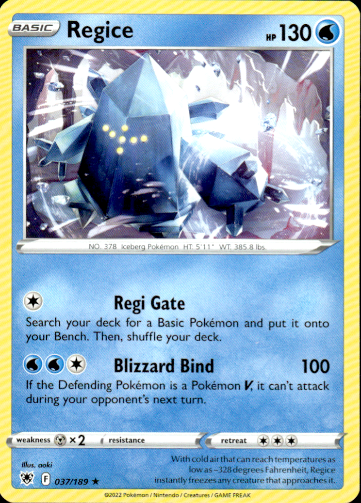Regice Astral Radiance 037/189 Rare Pokémon — English Near Mint
