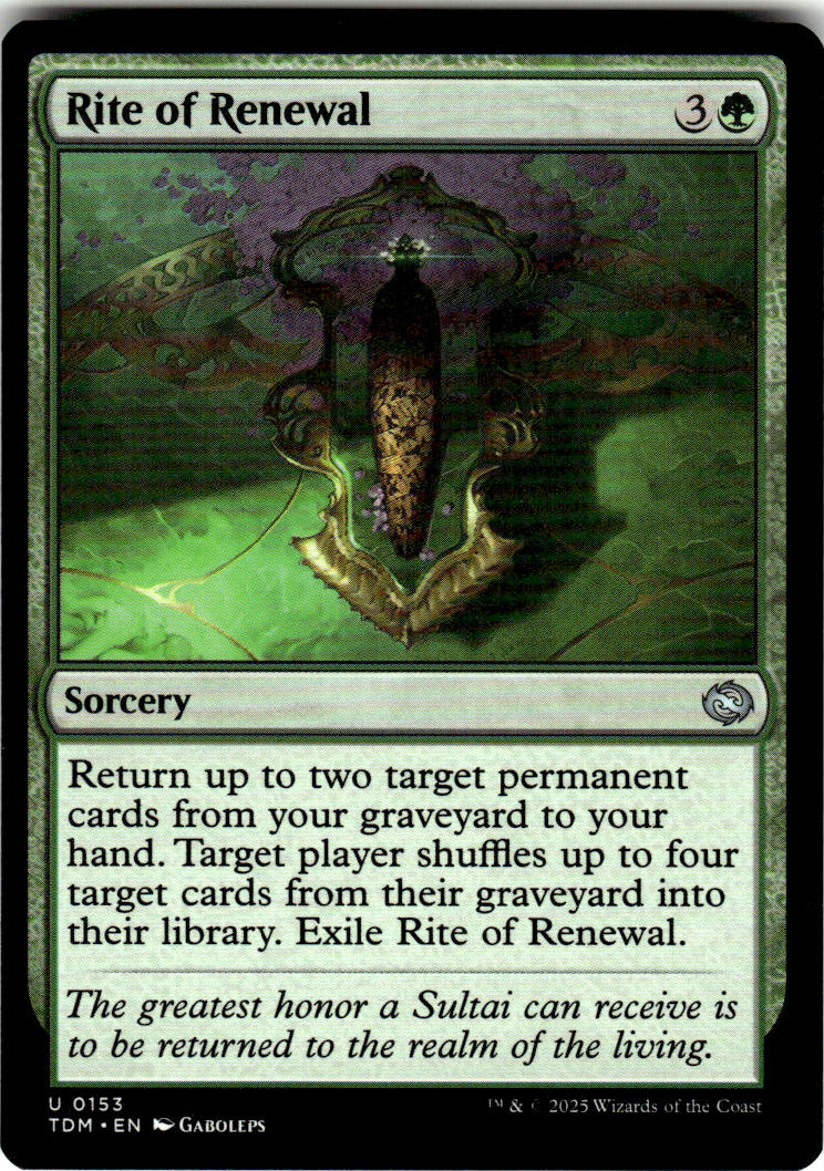 Rite of Renewal Tarkir: Dragonstorm 153 U Magic: The Gathering Near Mint