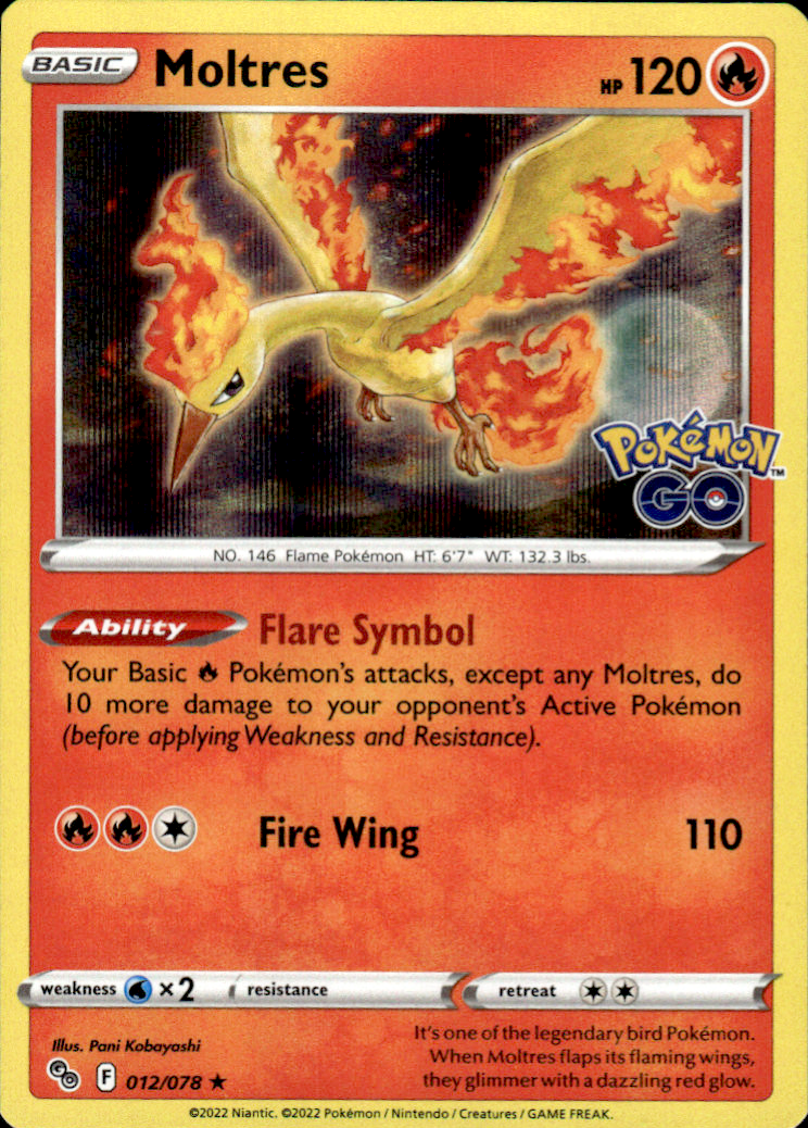 Moltres Pokemon GO 012/078 Holo Rare Holo Pokémon — English Near Mint