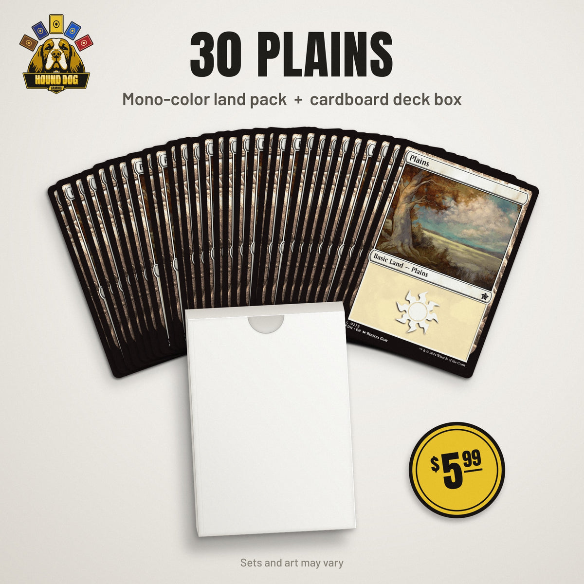 MTG Mono-Color Land Pack – 30 Plains + Deck Box — Near Mint