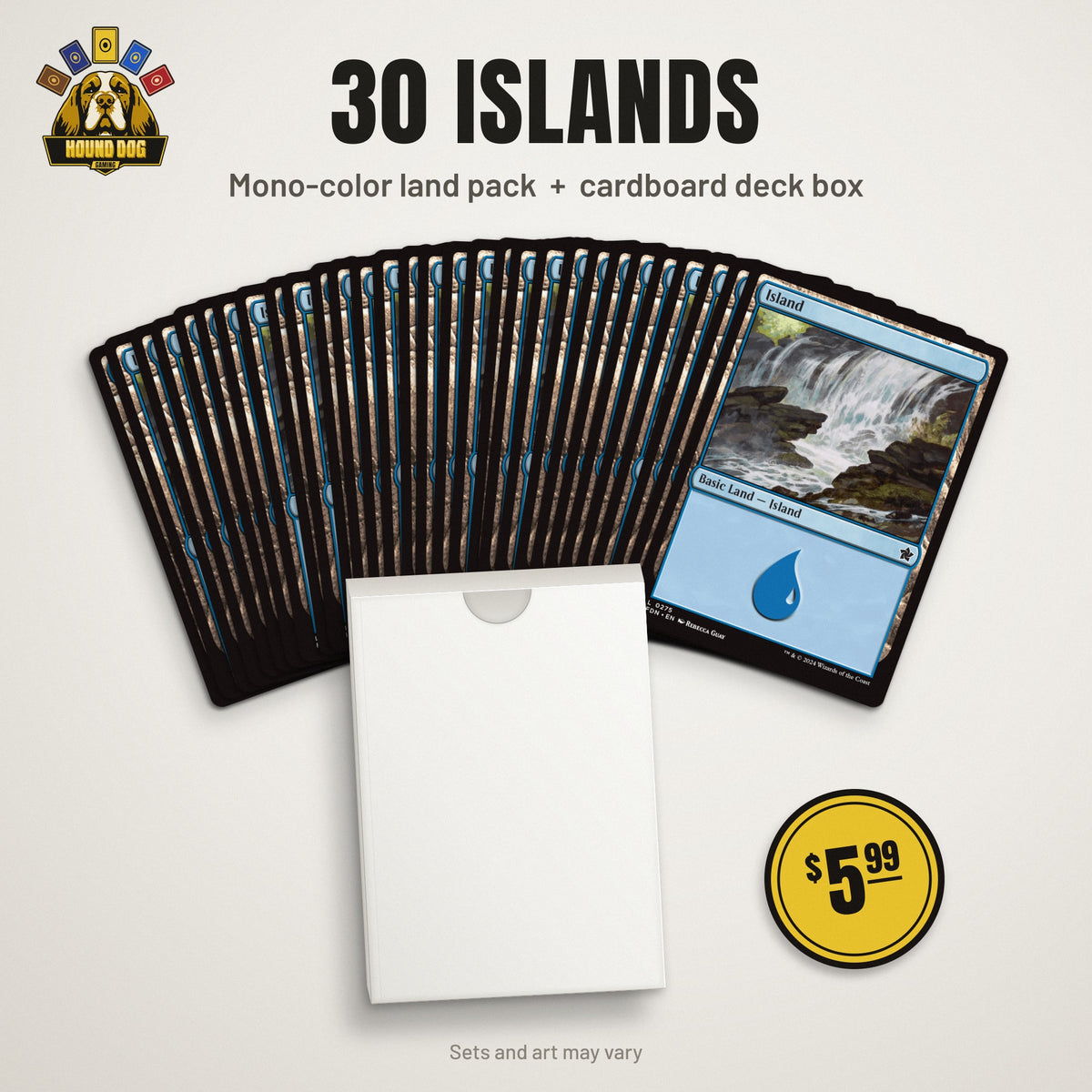 MTG Mono-Color Land Pack – 30 Islands + Deck Box — Near Mint