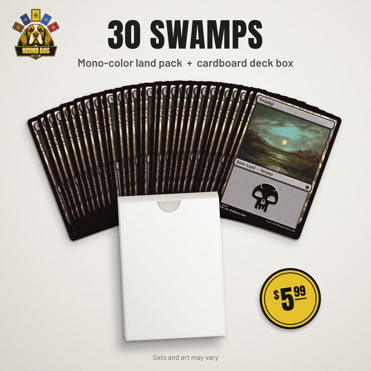 MTG Mono-Color Land Pack – 30 Swamps + Deck Box — Near Mint