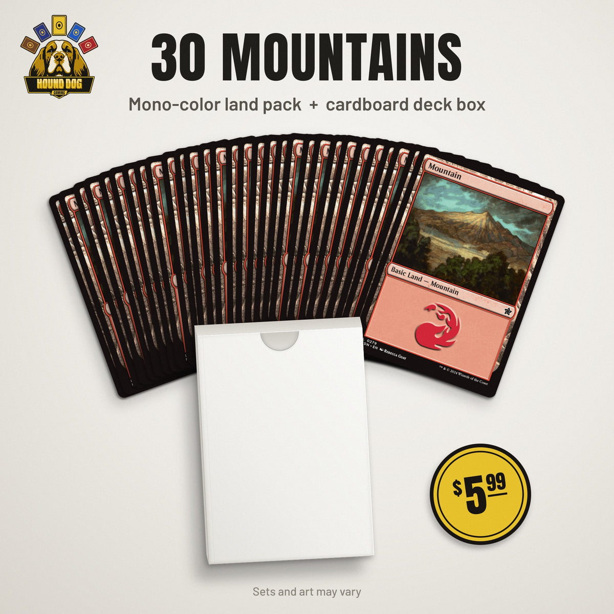 MTG Mono-Color Land Pack – 30 Mountains + Deck Box — Near Mint