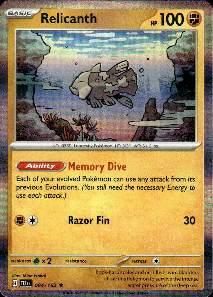 Relicanth Temporal Forces 084/162 Rare Holo Pokémon — English Near Mint