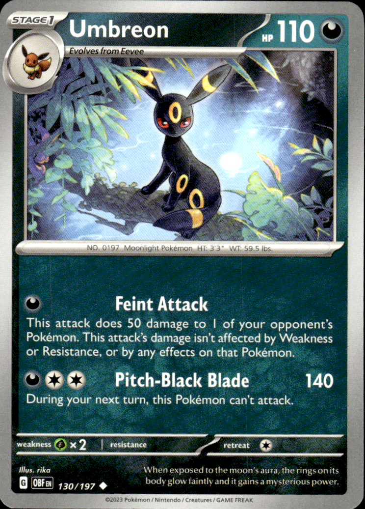 Umbreon Obsidian Flames 130/197 Uncommon Pokémon — English Near Mint