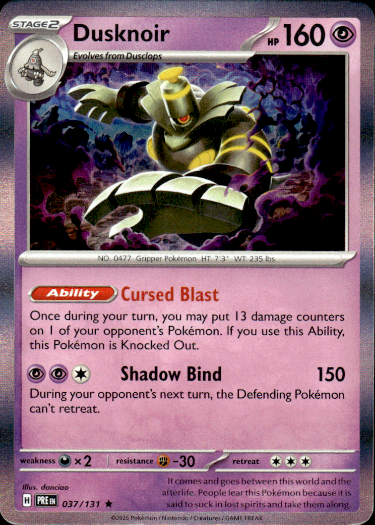 Dusknoir Prismatic Evolutions 037/131 Rare Holo Pokémon — English Near Mint