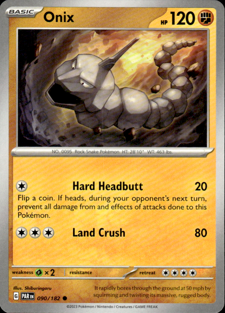 Onix Paradox Rift 090/182 Common Pokémon — English Near Mint