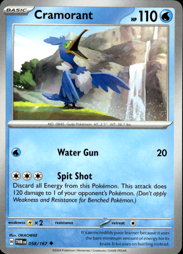 Cramorant Twilight Masquerade 058/167 Uncommon Pokémon — English Near Mint