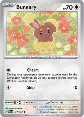 Buneary 107/132 ME01: Mega Evolution Reverse Holofoil Pokémon TCG