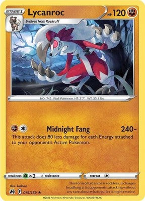 Lycanroc 074/159 SWSH: Crown Zenith Pokémon TCG