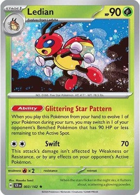 Ledian 003/142 SV07: Stellar Crown Reverse Holofoil Pokémon TCG