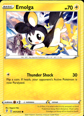 Emolga Evolving Skies 057/203 Common Pokémon — English Near Mint