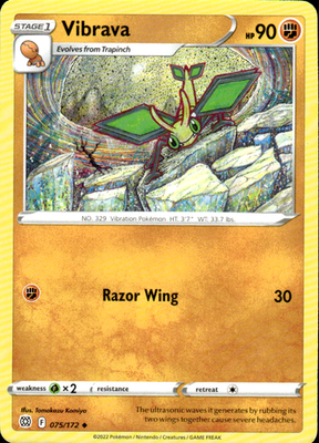 Vibrava Brilliant Stars 075/172 Uncommon Pokémon — English Lightly Played