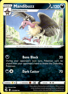Mandibuzz Fusion Strike 173/264 Uncommon Pokémon — English Lightly Played