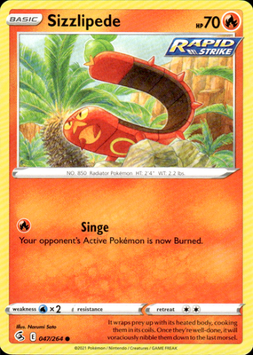 Sizzlipede (47) Fusion Strike 047/264 Common Pokémon — English Lightly Played