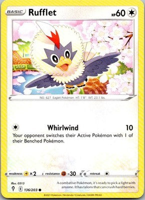 Rufflet 136/203 Common Evolving Skies Pokemon Lightly Played