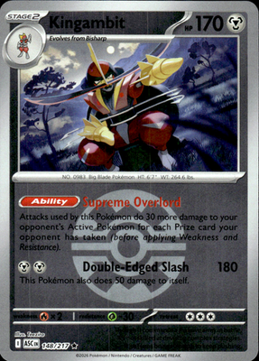 Kingambit (Quick Ball) Ascended Heroes 148/217 Rare Reverse Holo Near Mint