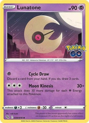 Lunatone 034/078 Pokemon GO Pokémon TCG