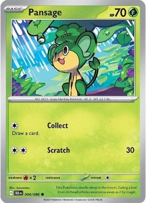 Pansage 004/086 SV: Black Bolt Reverse Holofoil Pokémon TCG
