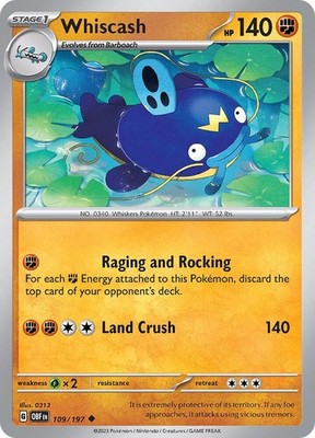 Whiscash 109/197 SV03: Obsidian Flames Pokémon TCG