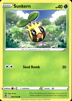 Sunkern Silver Tempest 005/195 Common Pokémon — English Lightly Played